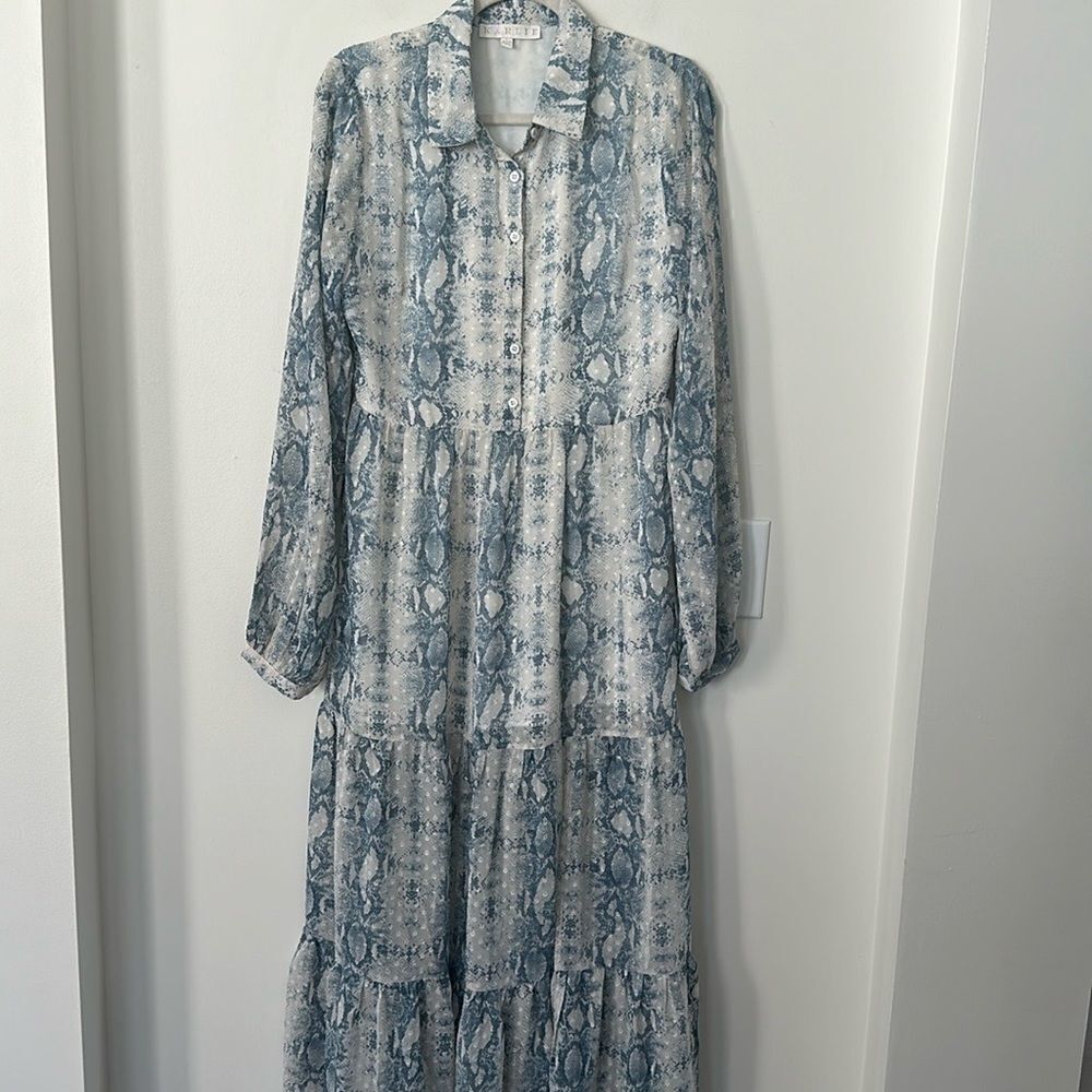 Karlie Printed Lo g Sleeve Maxidress L